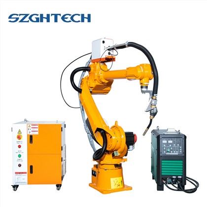 The SZGH-H1500-B-8 robot has a higher floor space and stabler construction; moreover, there is a fully enclosed axis to effectively prevent welding spatters from damaging cables of the robot.Save manpower and speed up processing efficiency.