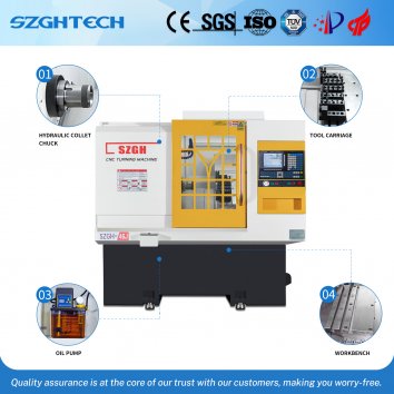 SZGH-46J is a high-quality lathe designed for mass production. It adopts a high-rigidity, anti-deformation structure, which can meet the processing needs of various metal materials (such as copper, iron, aluminum and stainless steel), and is particularly suitable for high-precision, large parts processing. Its spindle power provides two options of 5.5kW and 7.5kW, which can flexibly meet different production needs.